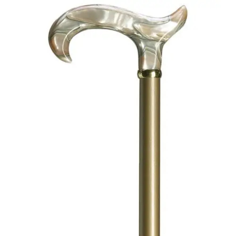 Stylish Oscar Night Cane with Pearly - Blonde Acrylic Handle and Gold - Finished Shaft