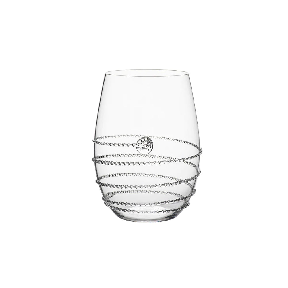 Juliska Amalia Elegant Stemless White Wine Glass with Swirl and Berry Accent