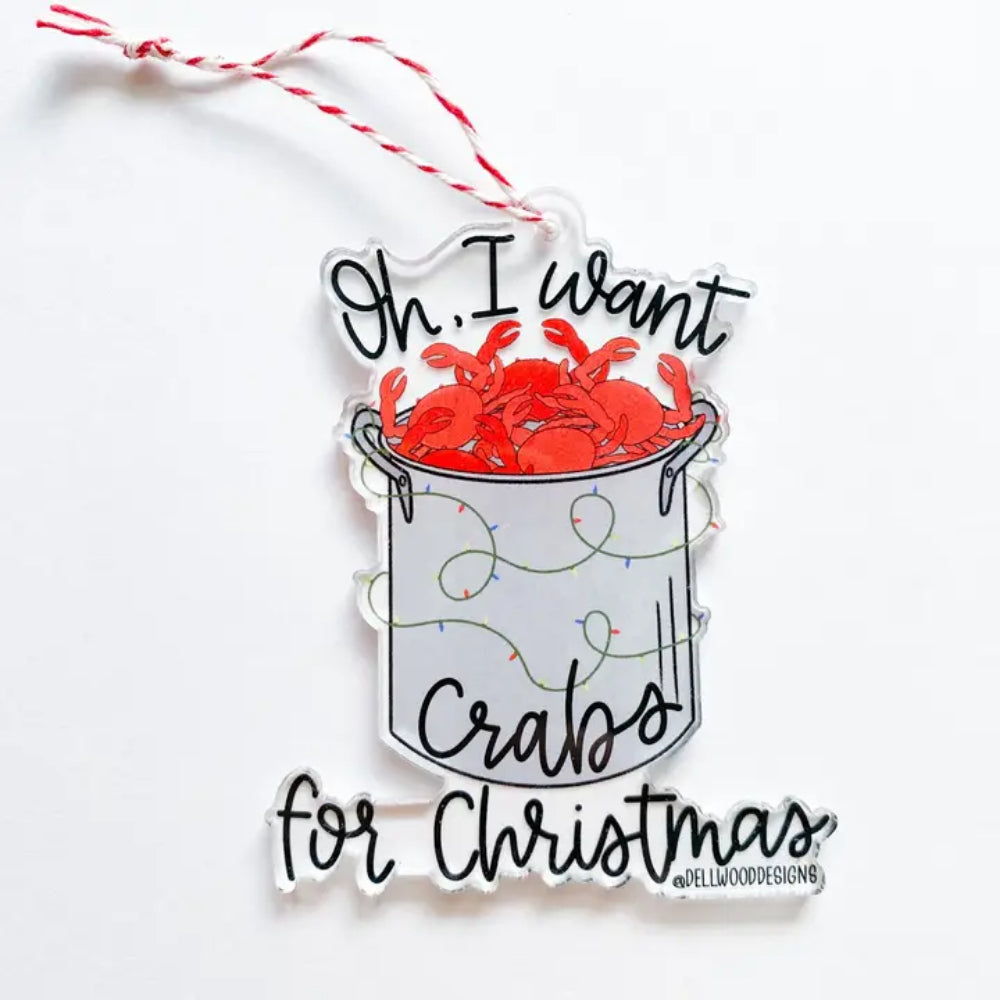 Hand - drawn Acrylic Christmas Ornament: Crabs Lover's Delight