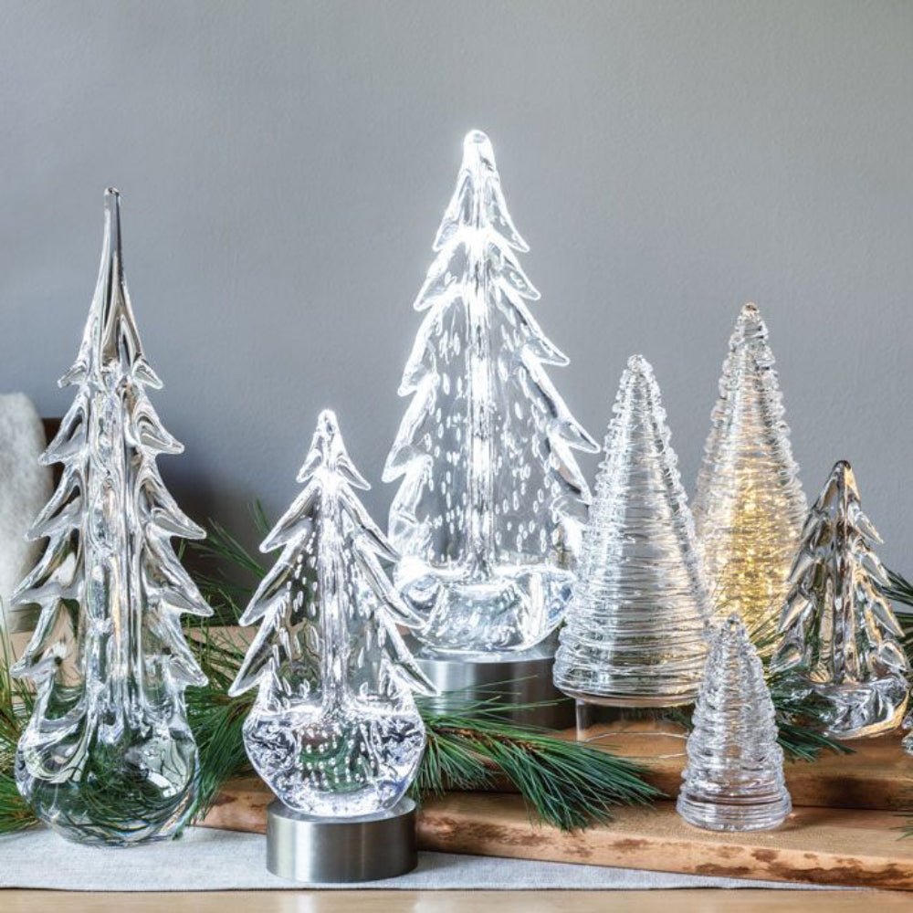 Simon Pearce Handmade Vermont Bubble Evergreen Glass Trees in Various Sizes