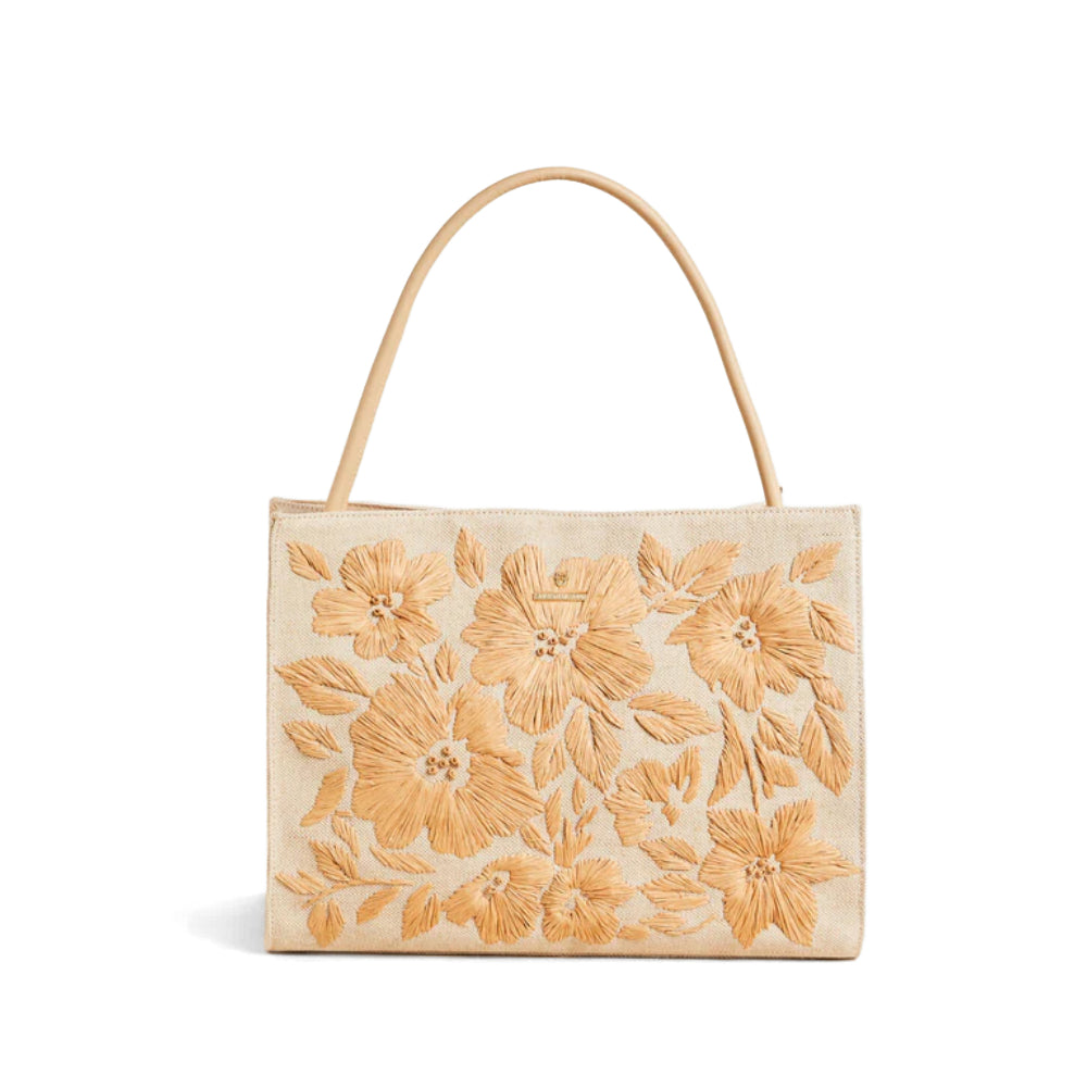 Spartina Piper Luxury Cotton-Jute Raffia Tote in Calm Waters Design