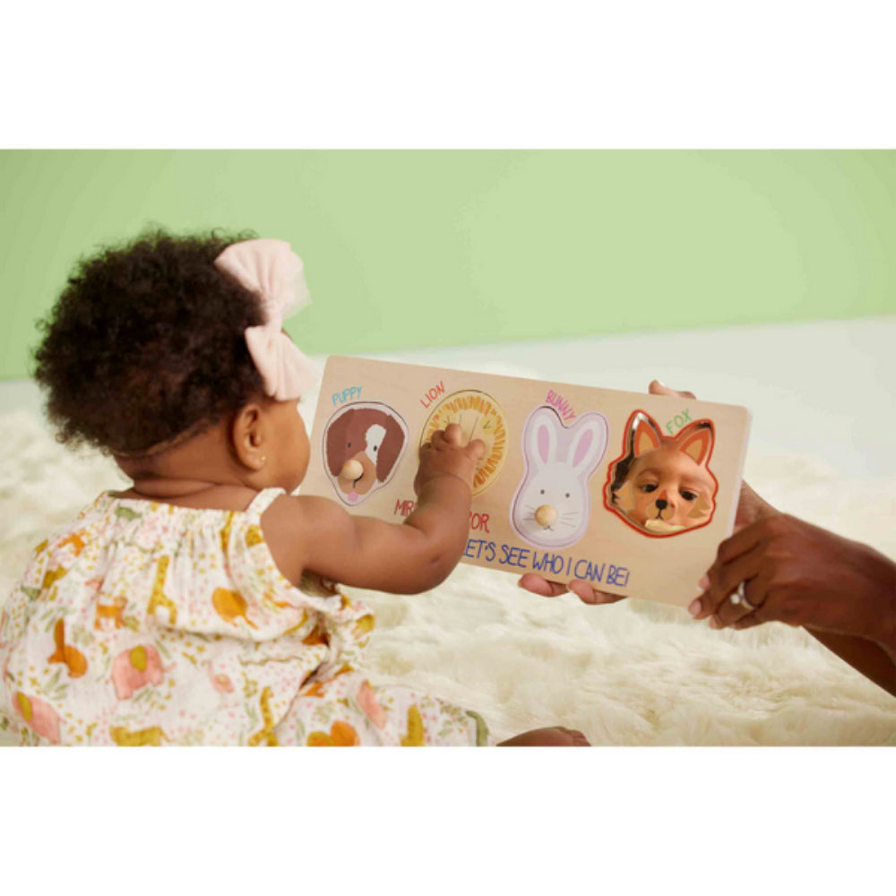 Mud Pie Interactive Wooden Peek - A - Boo Filter Puzzle for Babies