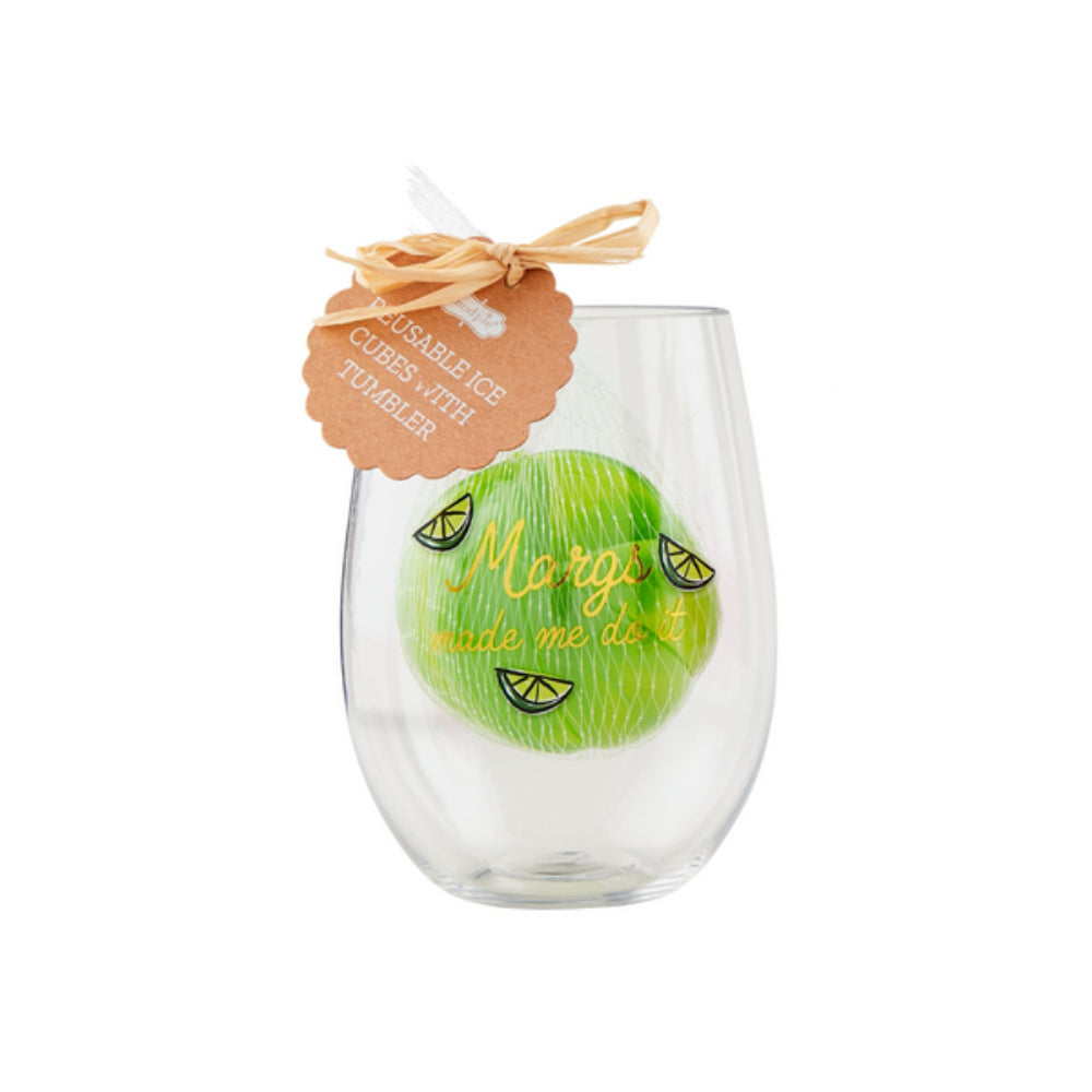 Mud Pie Acrylic Party Tumbler and Reusable Plastic Ice Cube Set for Celebrations
