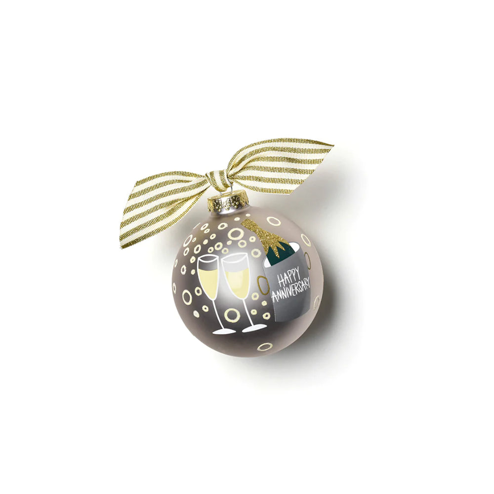 Colorful Cotton Happy Anniversary Glass Ornament for Ideal Gifting