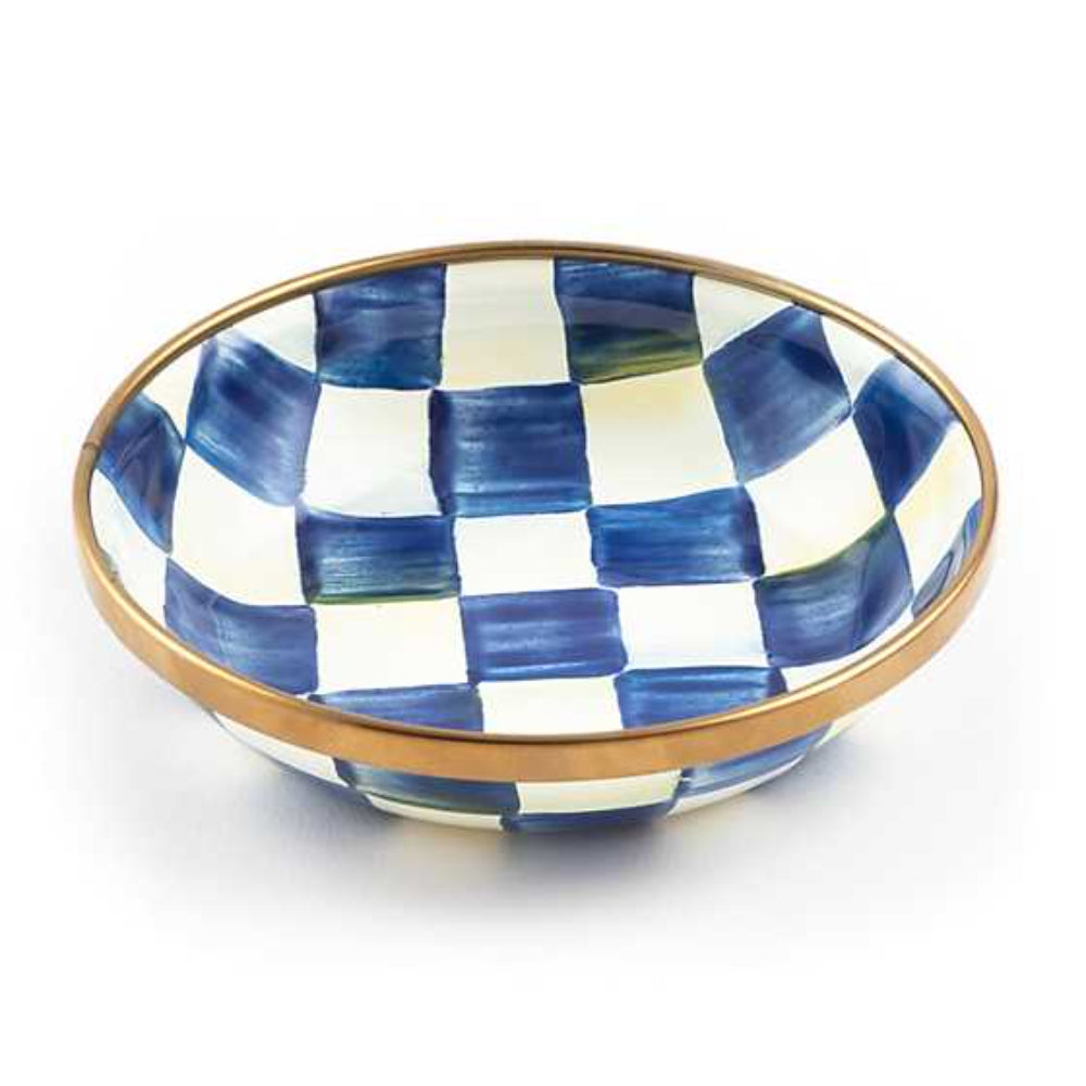 MacKenzie-Childs Exquisite Royal Check Pattern Enamel Dipping Sauce Bowl for Charcuterie Board and More