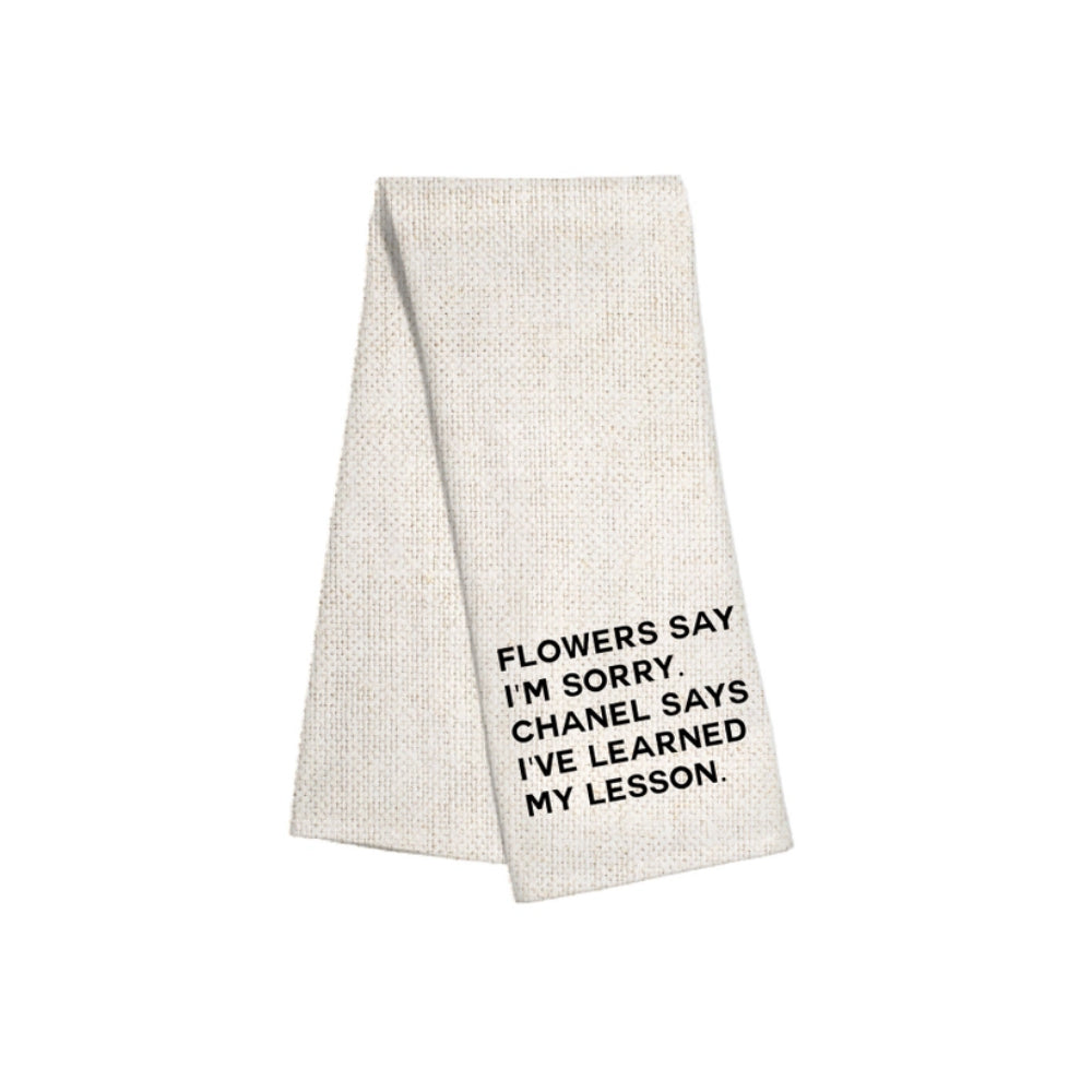 Charming Linen Kitchen Towel with Flower Design