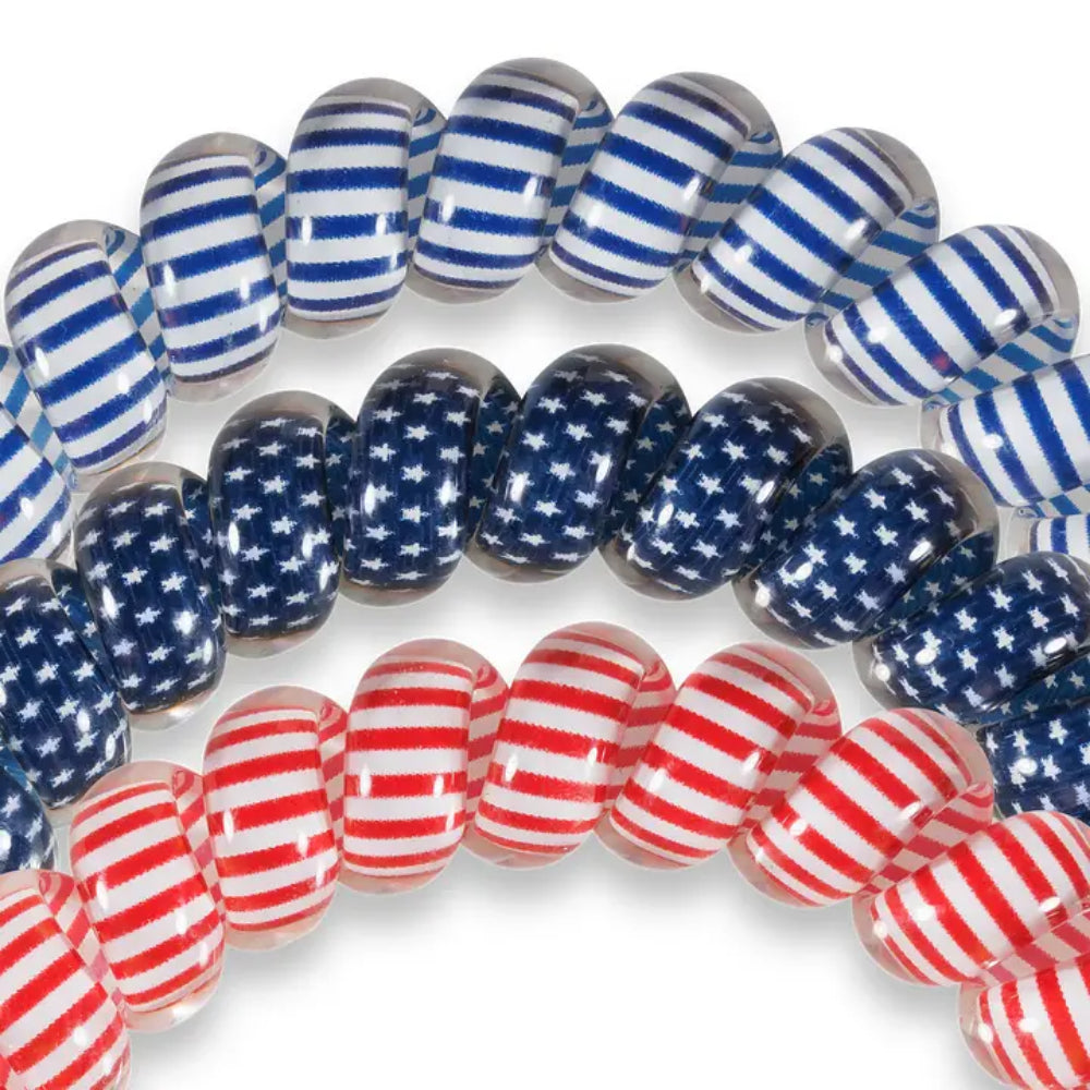 TELETIES Stylish Bold Blue Large Hair Coils, 3-pack Hair Ties