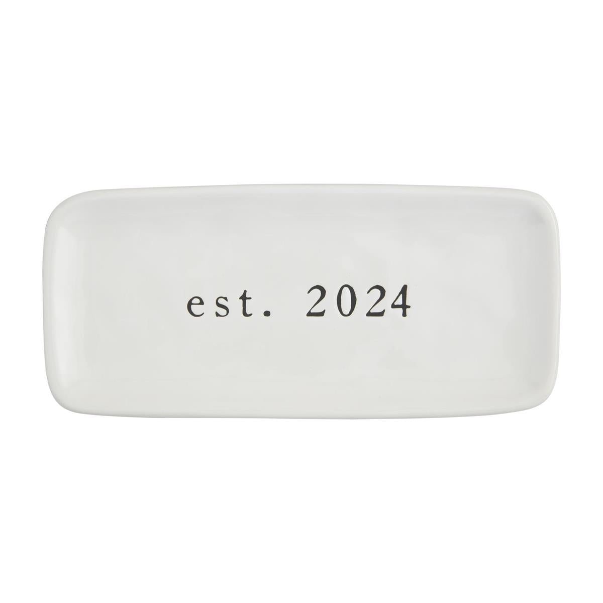 Mud Pie 2024 Mr. & Mrs. White Ceramic Everything Dish for Brides-to-Be