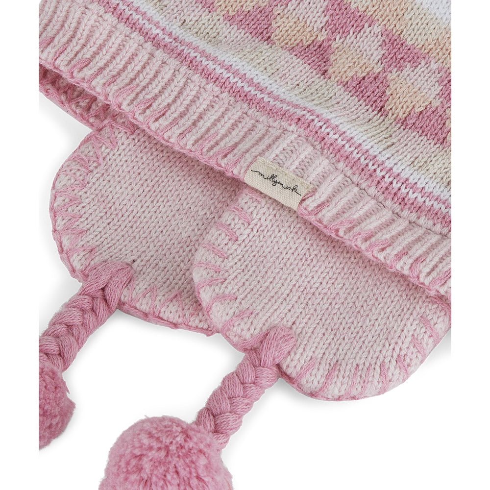Millymook Adorable Baby Girl's Malibu Peru-Style Knitted Hat in Pink Shade