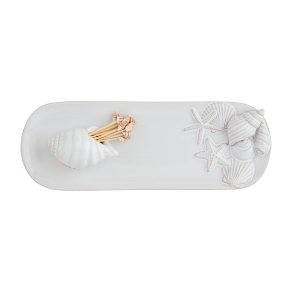 Mud Pie Coastal-themed Sea Shell Toothpick Tray and Caddy Set for Dining and Entertaining