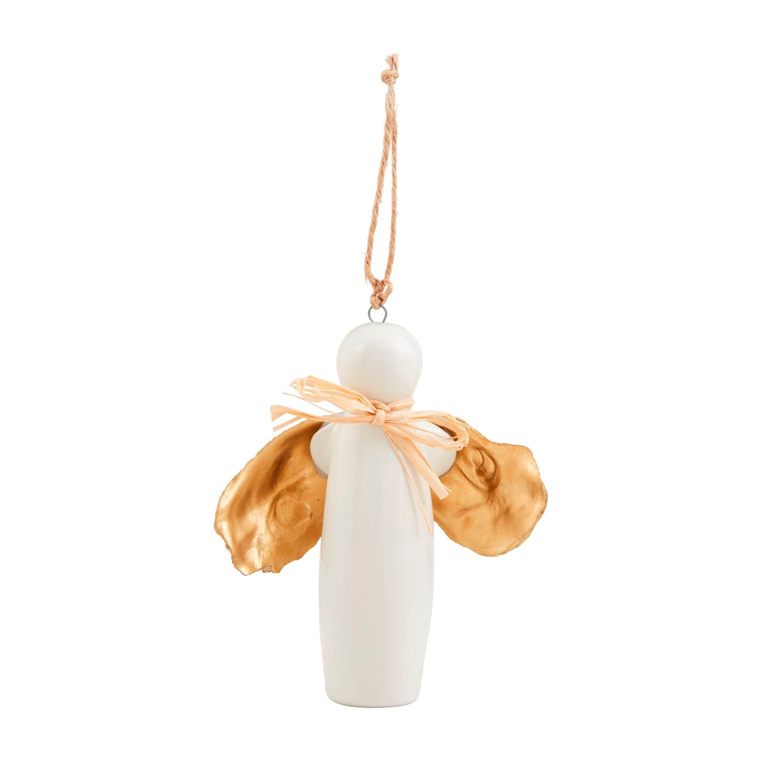 Mud Pie Angel Ornament with Oyster Shell Wings and Gold Accents (2 Styles Available)
