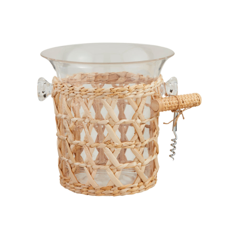 Mud Pie High - Quality Woven Acrylic Ice Bucket and Stainless Steel Corkscrew Entertainment Set