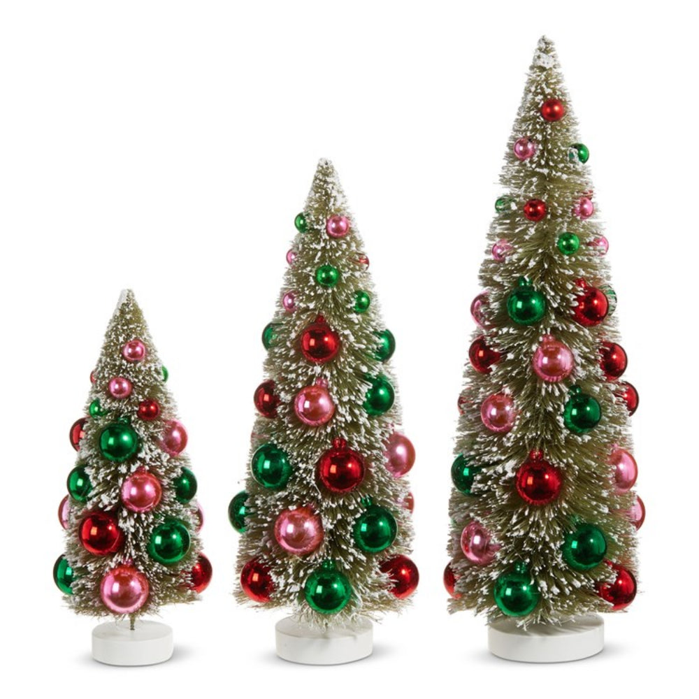 Decorated Bottle Brush Christmas Tree with Ornaments for Holiday Decoration