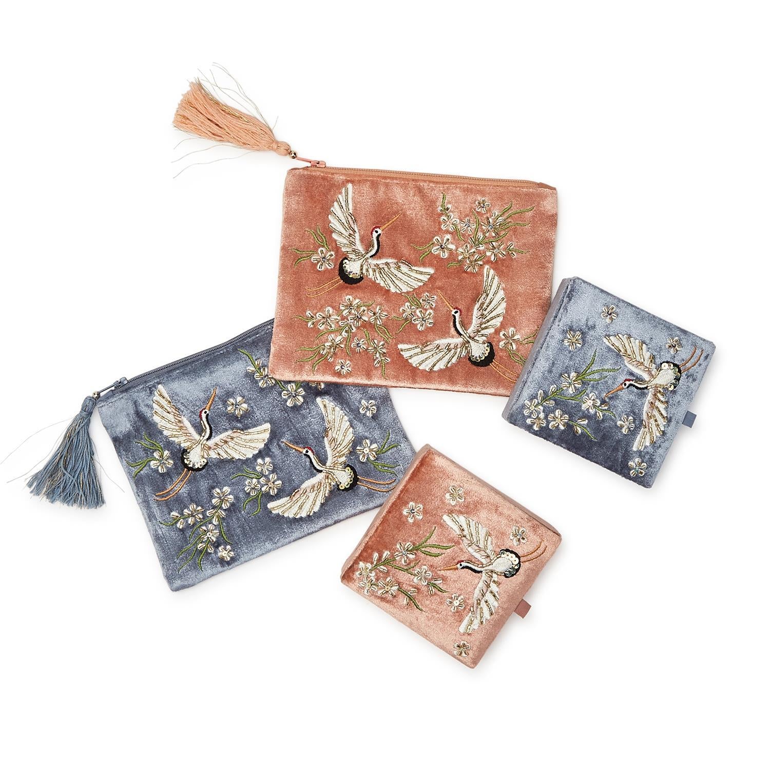Two's Company Stylish Heron-Embellished Individual Pouch and Box Set