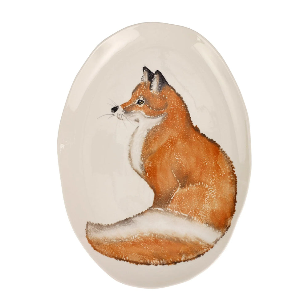 Vietri Medium Oval Cacciatore Fox Serving Platter