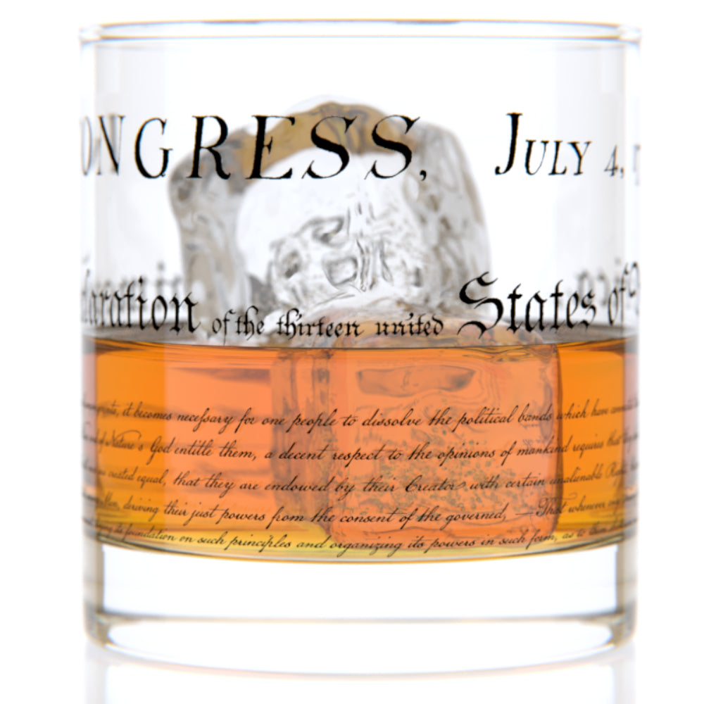 USA-made 11 oz Well - Presented Declaration of Independence Whiskey Rocks Glass