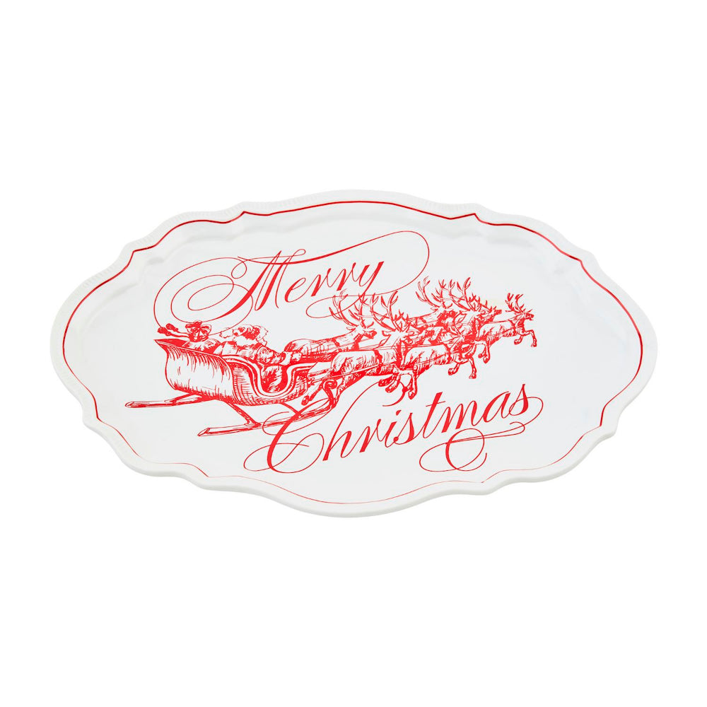 Mud Pie Hand - painted Rim Stoneware Merry Christmas Platter