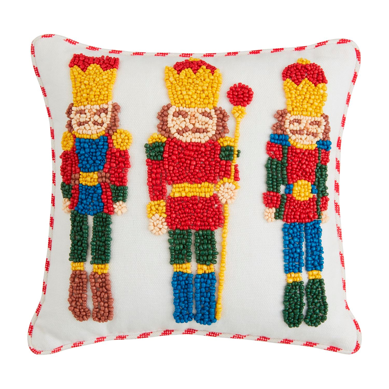 Mud Pie Mini Christmas Pillow with Beaded Design