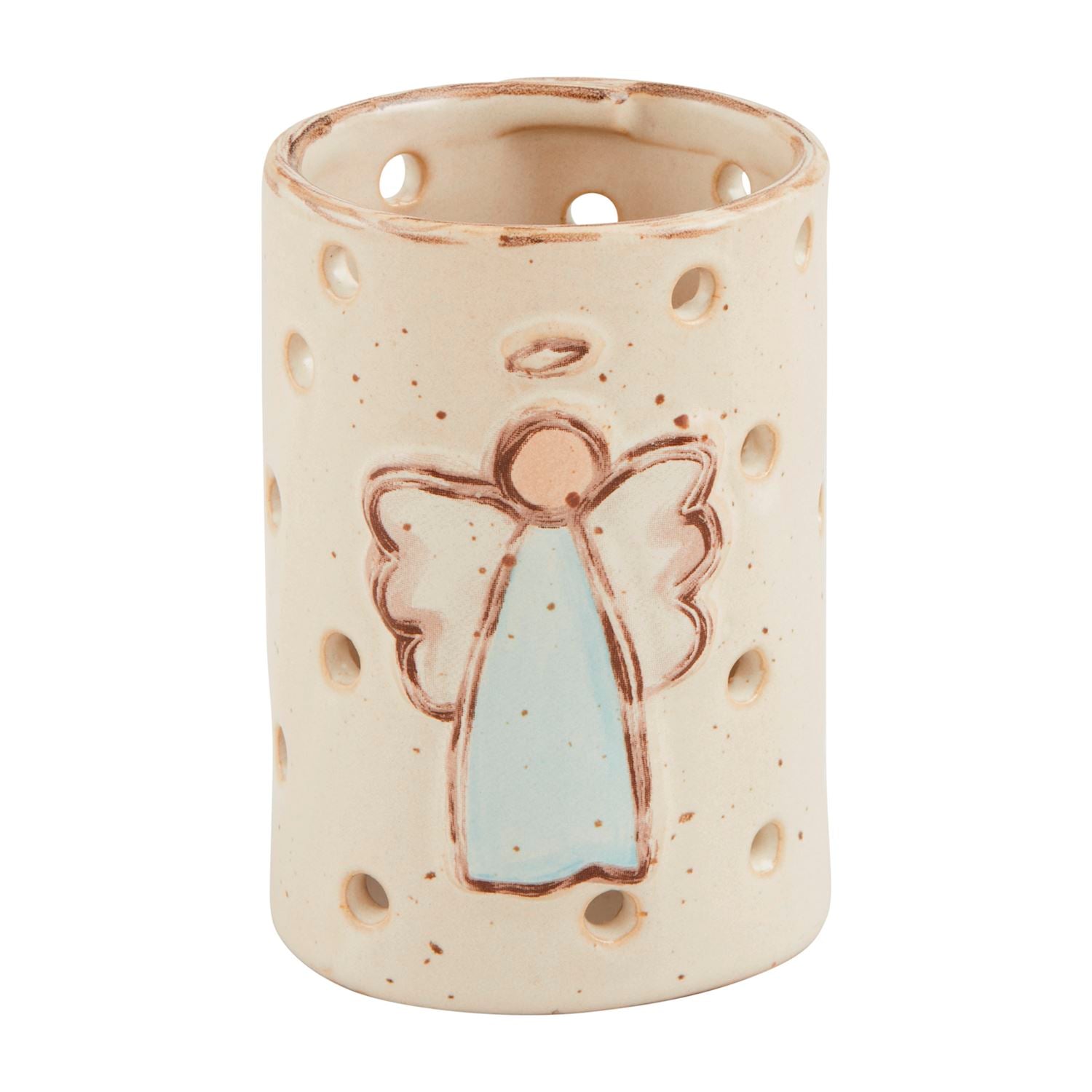 Mud Pie Farmhouse Style Angel - Decorative Stoneware Votive Holder