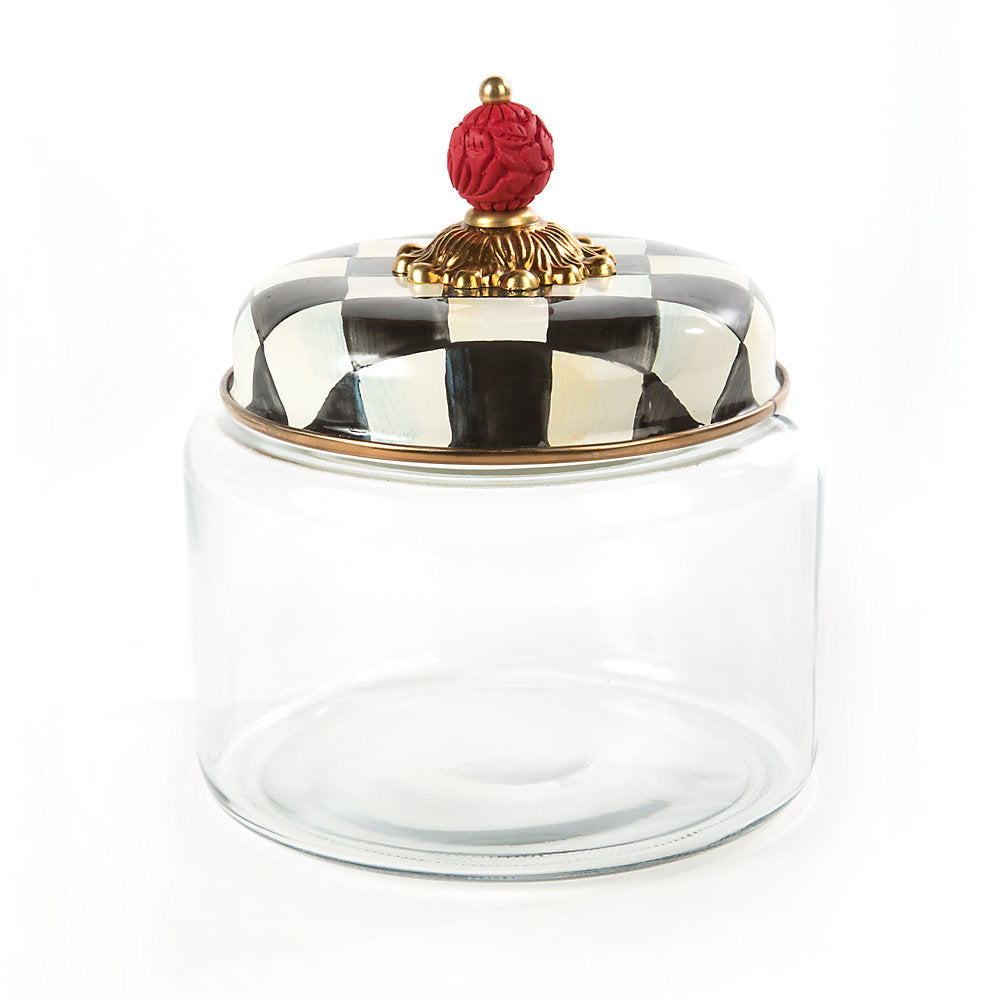 Mackenzie-Childs Medium-Sized Courtly Check Enamel Kitchen Canister for Keeping Countertops Tidy