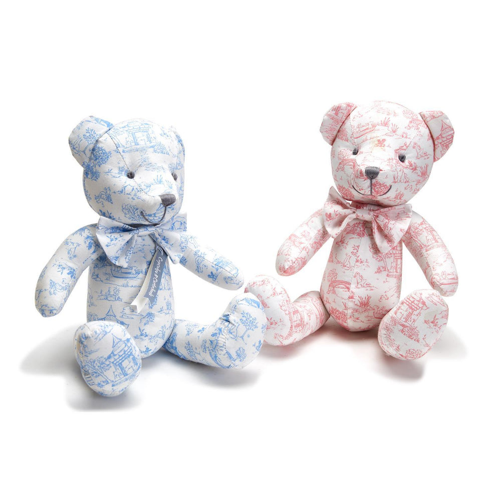 Adorable Animal Toile Patterned Stuffed Teddy Bear with Movable Limbs