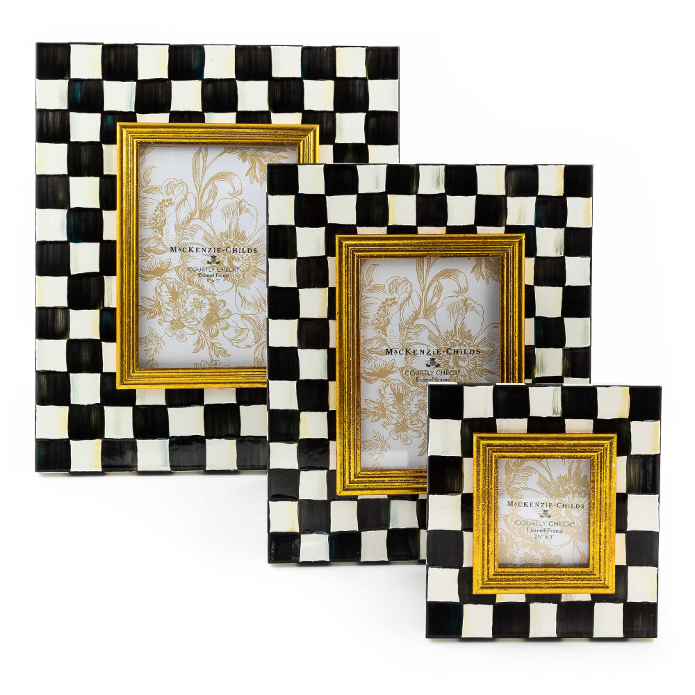 MacKenzie-Childs Exquisite Courtly Check Pattern Enamel Picture Frame