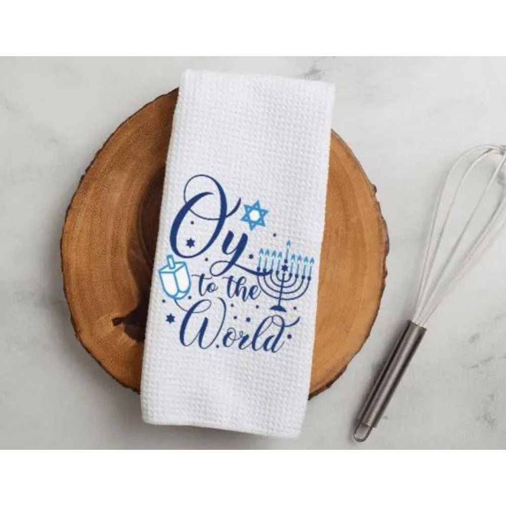 Creative Crafts Oy To The World Hanukkah-themed Kitchen Hand Towel for Decorative and Practical Use