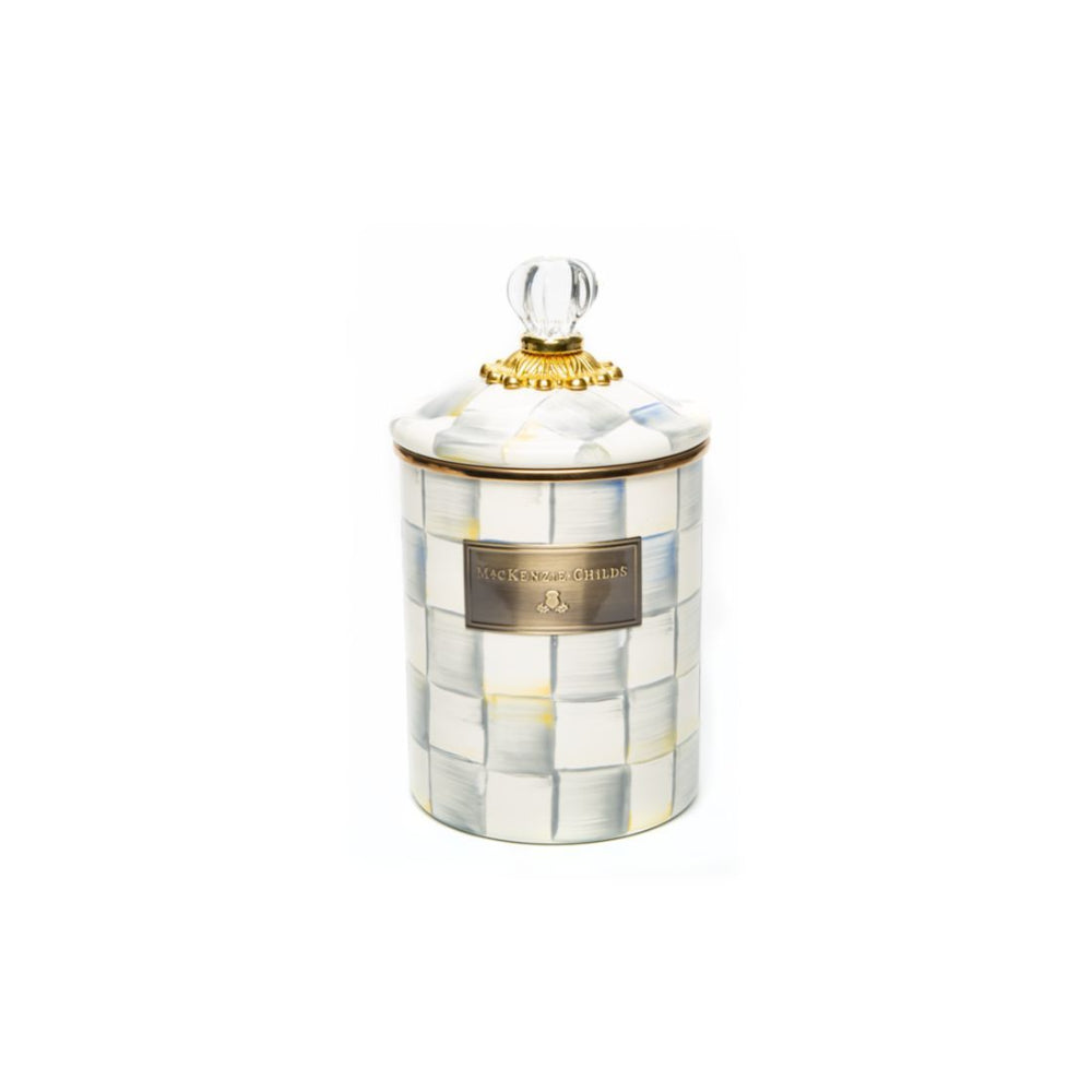 MacKenzie-Childs High - Quality Sterling Check Enamel Storage Canister for Kitchen and Home