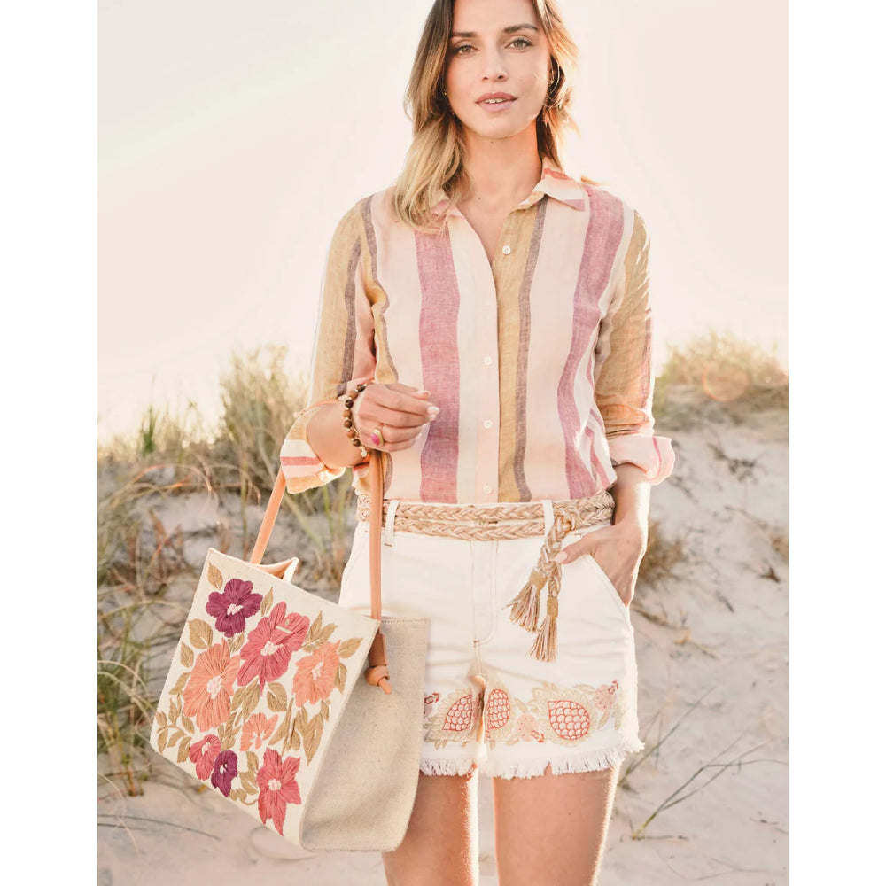 Multi - Colored Spartina Piper Raffia Luxury Cotton and Jute Blend Tote Bag