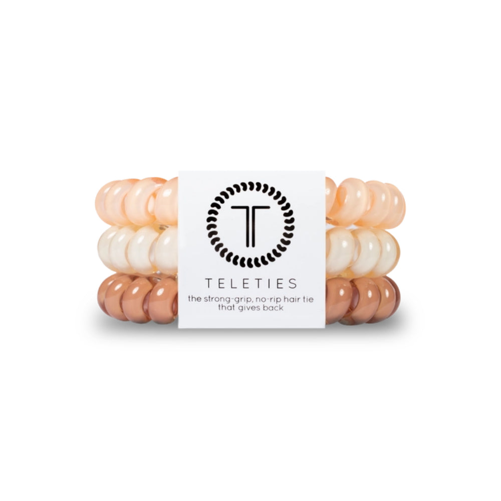 TELETIES Large Spiral Hair Coils - A Set of 3 Hair Ties for Nude - Loving Hair Stylists
