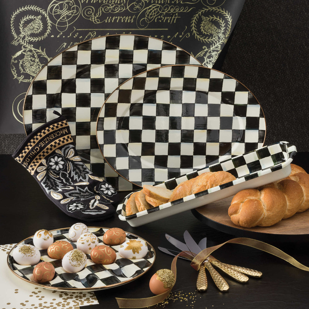 MacKenzie-Childs Courtly Check Hand - painted Enamel Oval Dinner and Buffet Platter