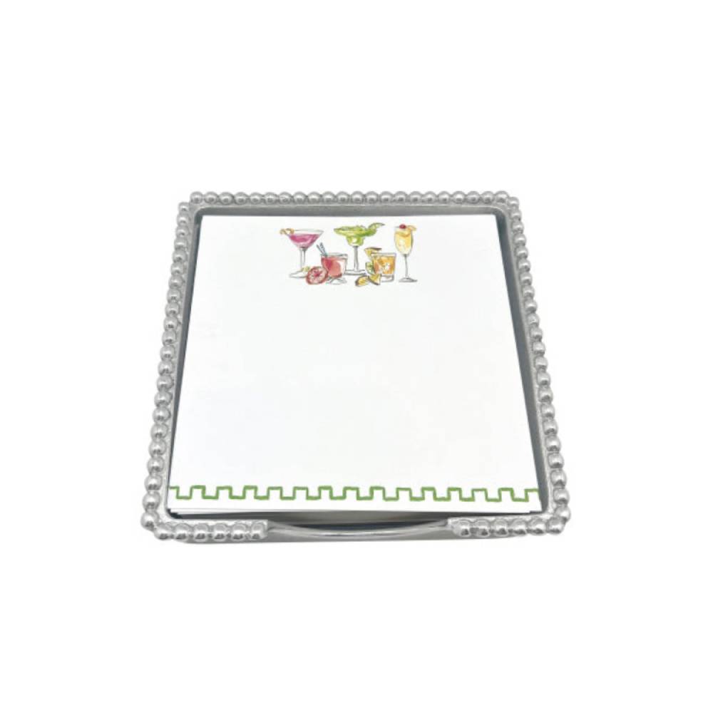 Exquisite Mariposa But First...Cocktails Beaded Note Pad Set for Recording Recipes and Lists