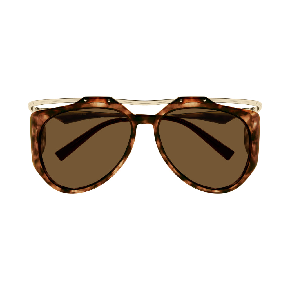 Stylish Saint Laurent SL M137 AMELIA Women's Aviator Sunglasses in Havana Tortoiseshell, Gold, and Brown Shades