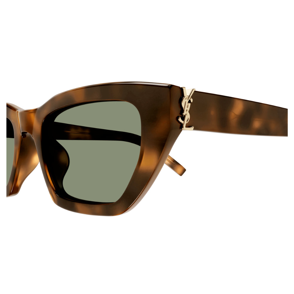 Stylish Saint Laurent SL M127/F Monogram Women's Cat-Eye Sunglasses in Havana (Tortoiseshell) Frame and Green Lenses