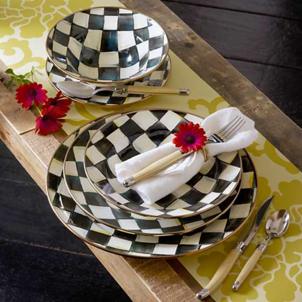 MacKenzie-Childs High - quality Courtly Check Enamel Breakfast Bowl for Morning Delight