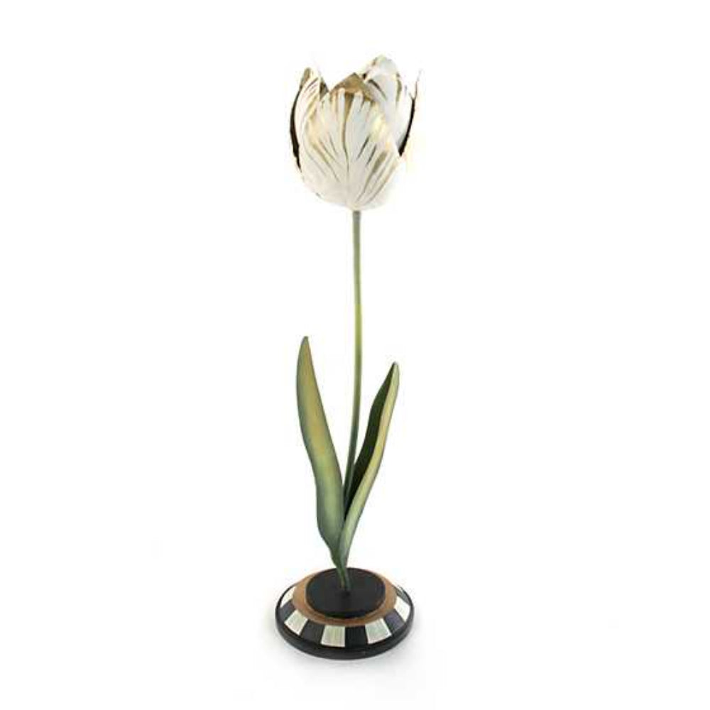 MacKenzie-Childs Gold and Ivory Decorative Tulip-shaped Candle Holder for Dinner Table