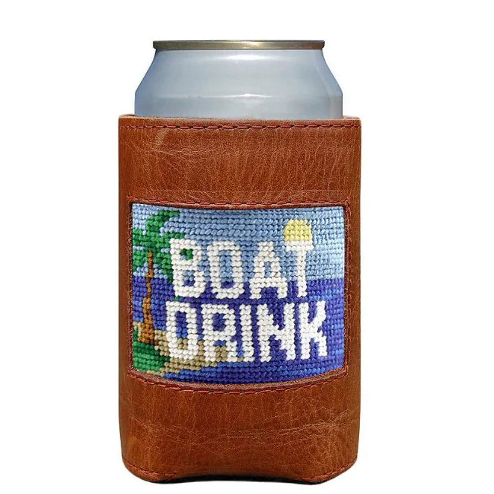 Smathers & Branson Hand - stitched Needlepoint Boat Drink Can Cooler