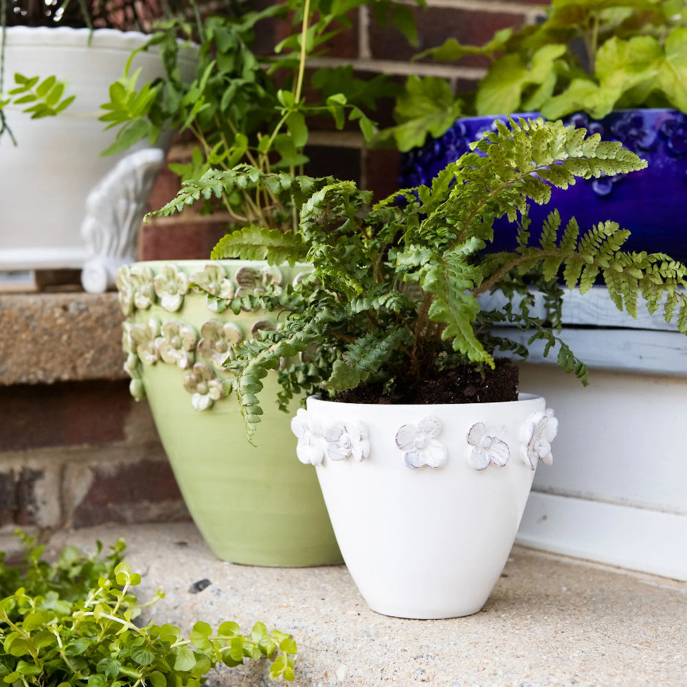 Vietri White Rustic Garden Flower Cachepot for Home and Garden Decor