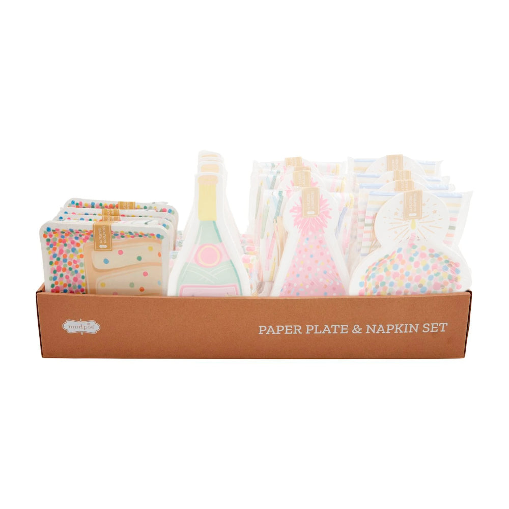 Mud Pie Party Essential Birthday Paper Plate and Napkin Sets for Joyous Celebrations