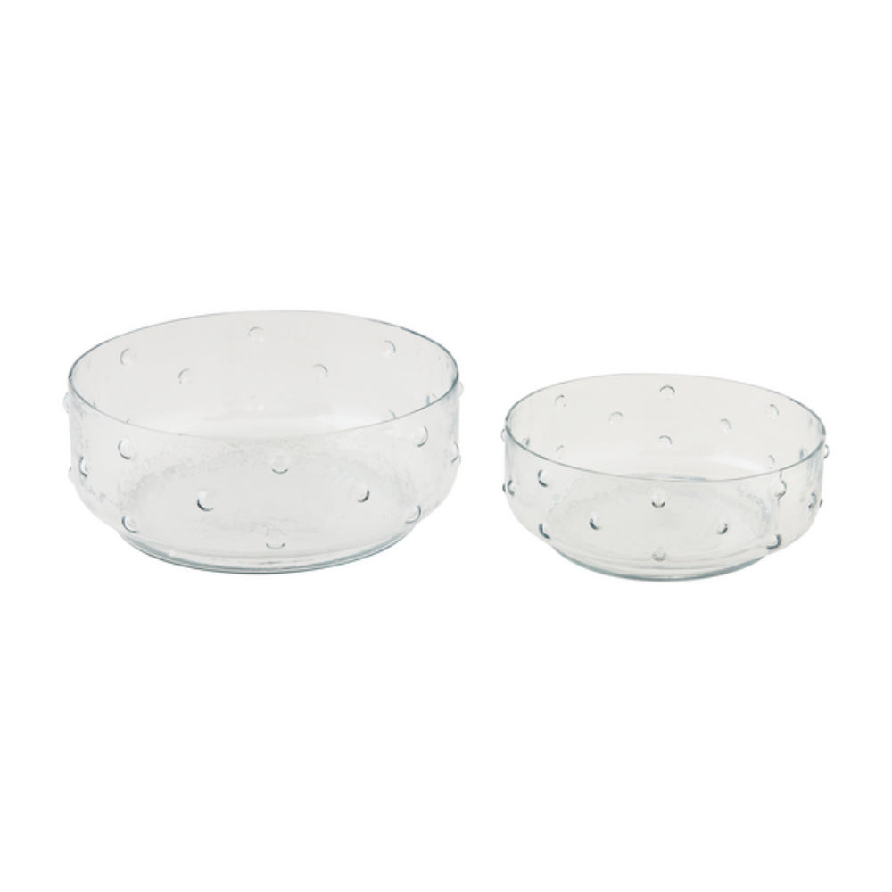 Mud Pie Decorative Hobnail Glass Salad Bowl Set for Kitchen Use