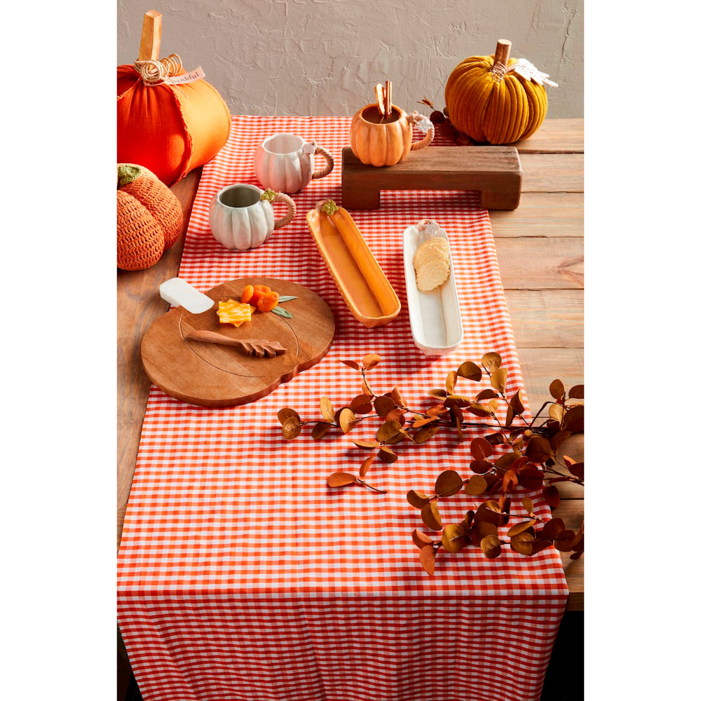 Mud Pie Exquisite Wood and Marble Hand - crafted Pumpkin - shaped Serving Board Set