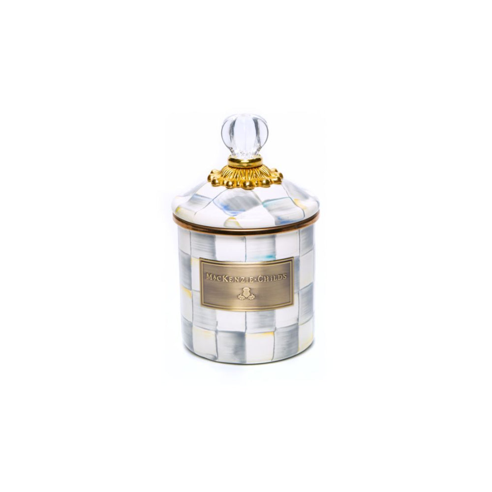 MacKenzie-Childs High - Quality Sterling Check Enamel Storage Canister for Kitchen and Home