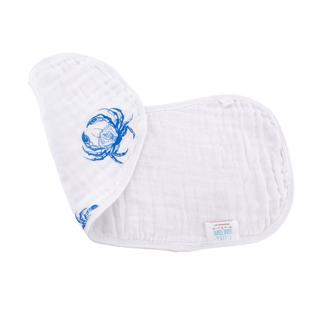 Little Hometown Blue Crab Convertible Baby Burp Cloth and Bib