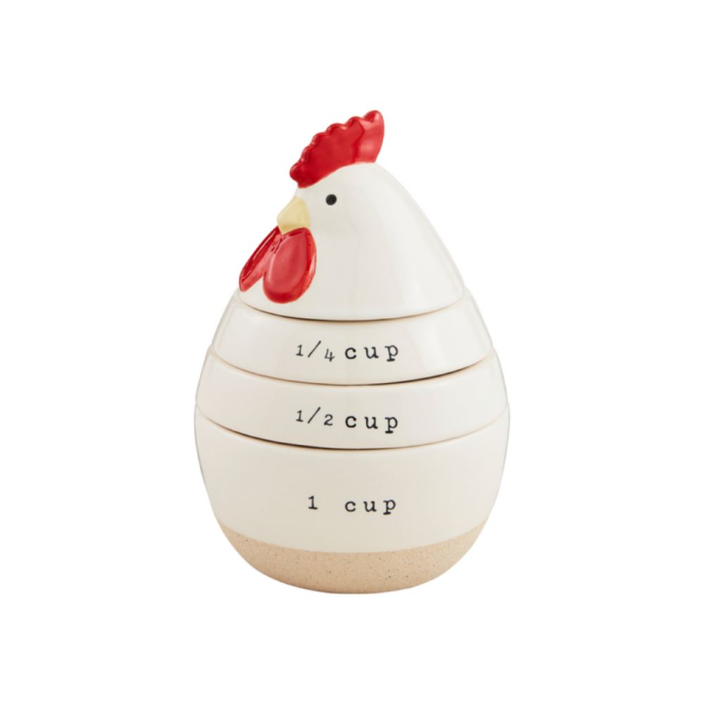 Mud Pie Decorative Stoneware Chicken Stackable Measuring Cup Set