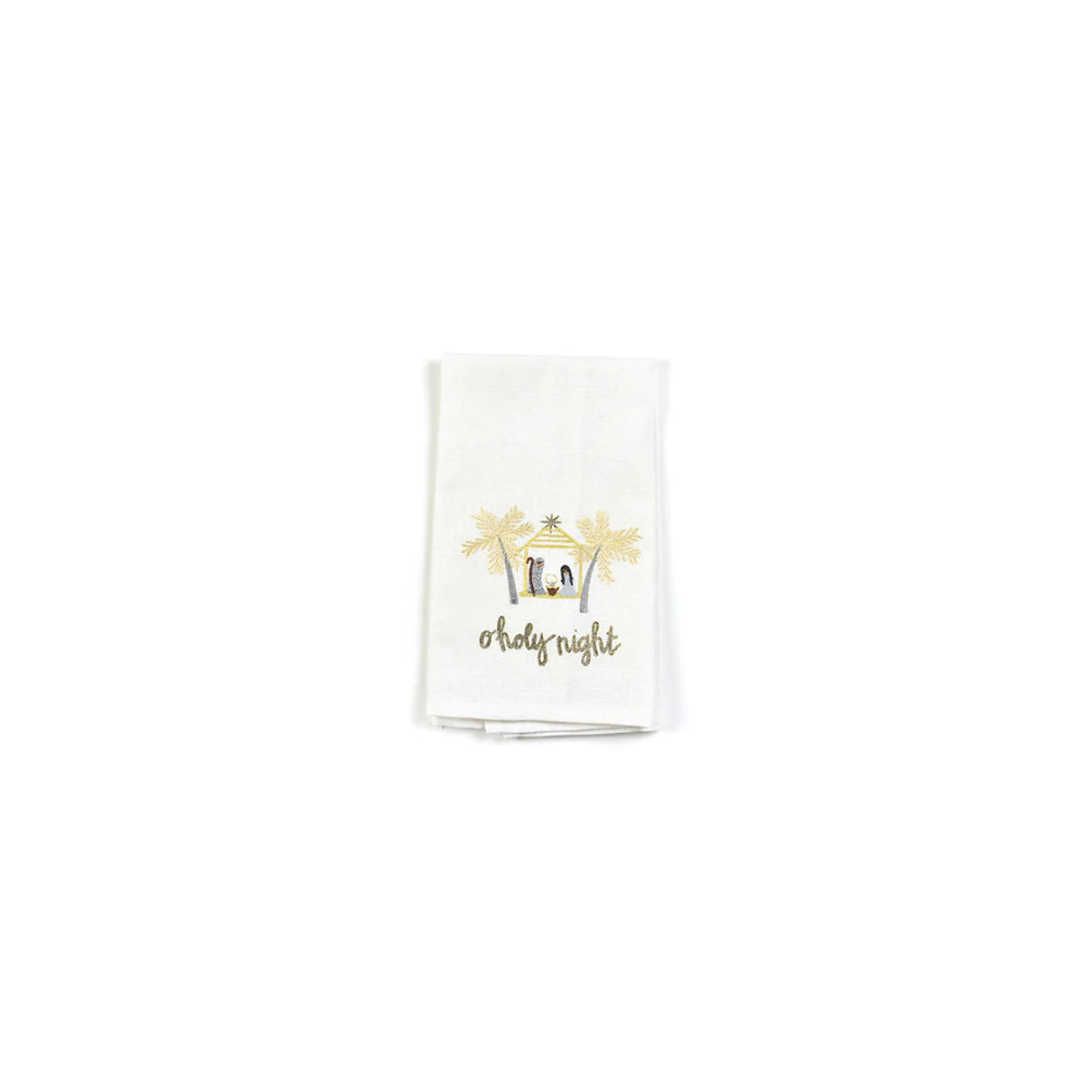Cotton Blend Nativity O Holy Night Decorative Hand Towel for Christmas Season