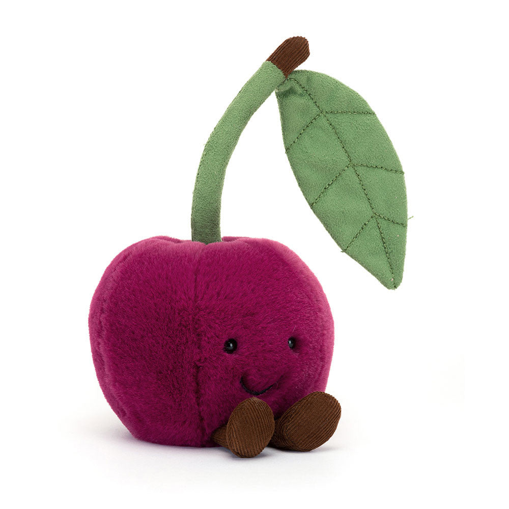 Adorable Jellycat Amuseables Magenta Fur Cherry Plush Toy