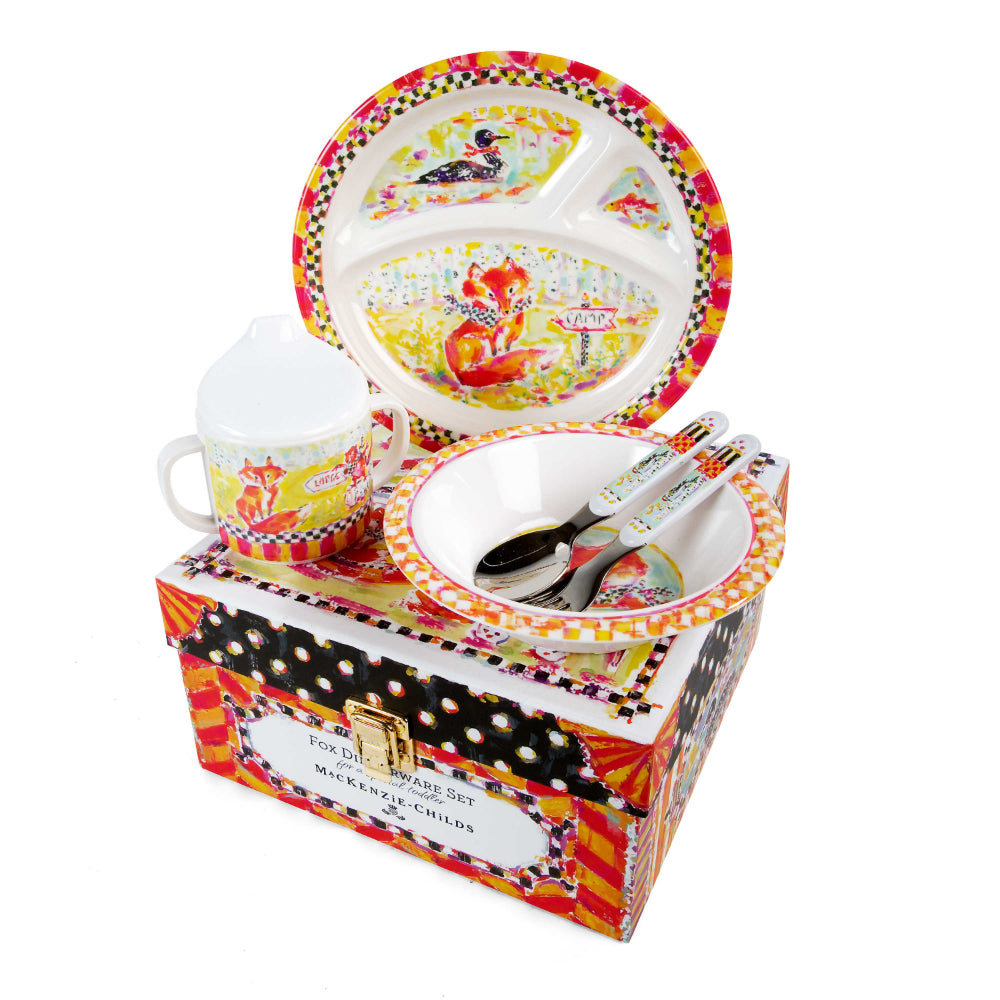 MacKenzie-Childs Adorable Fox-themed Toddler Dinnerware Set