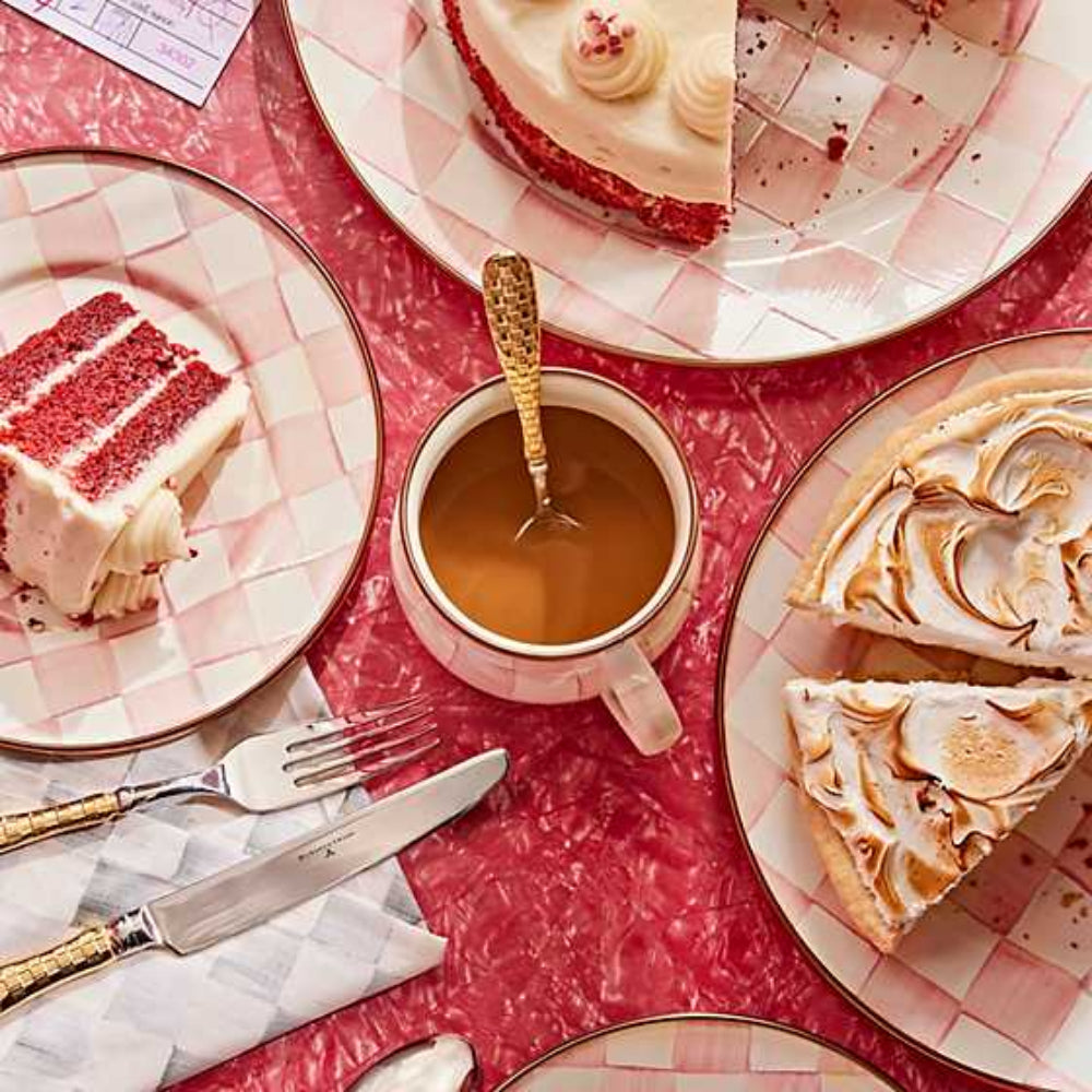 MacKenzie-Childs Hand-Painted Rosy Check Enamel Mug for Hot Drinks