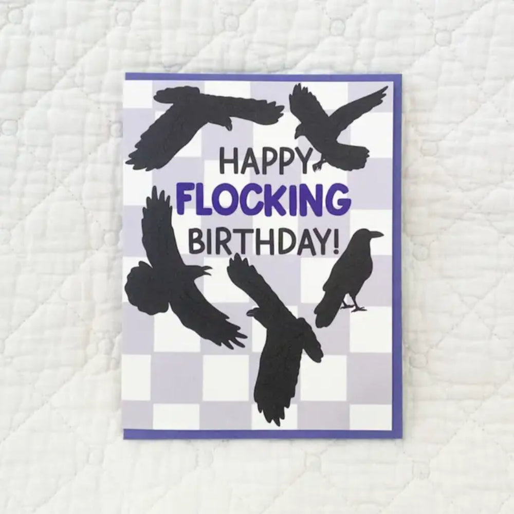 High - Quality Happy Ravens Flocking Birthday Card for Special Occasions