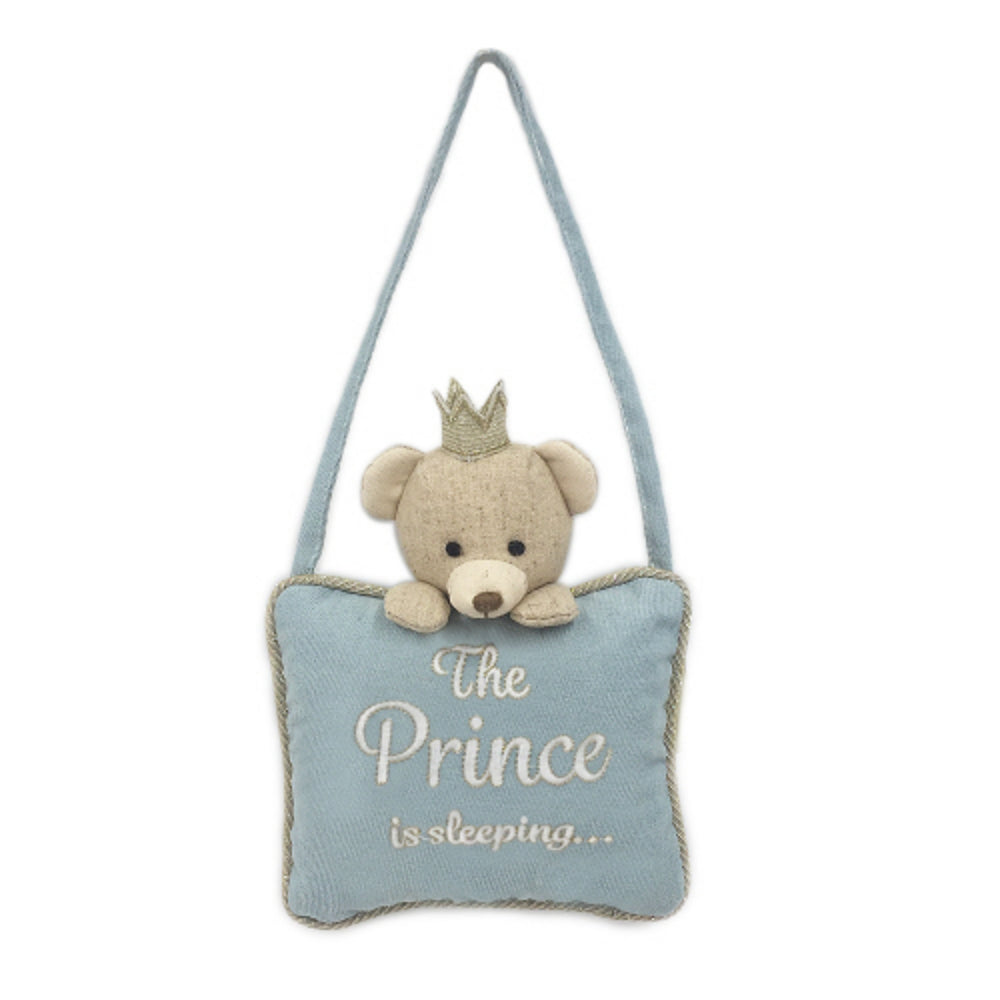 Soft Corduroy 'The Princess is Sleeping' Door Hanger with 3D Bunny